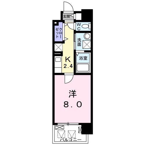 グラース滝井(1K/8階)の間取り写真
