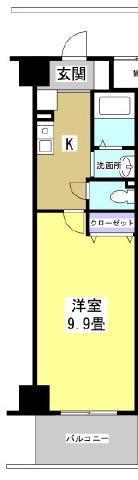 セントラルコート21(1K/6階)の間取り写真