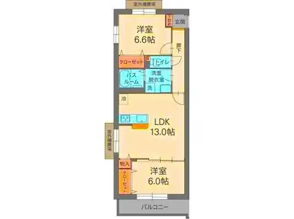 サンガーデン(2LDK/1階)の間取り写真