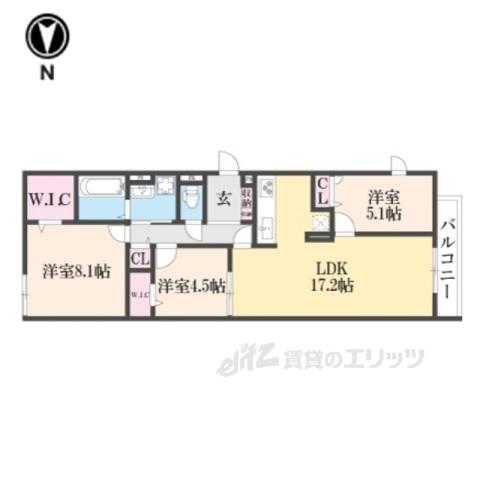 D-ROOM橿原市畝傍御陵前PJ(3LDK/3階)の間取り写真