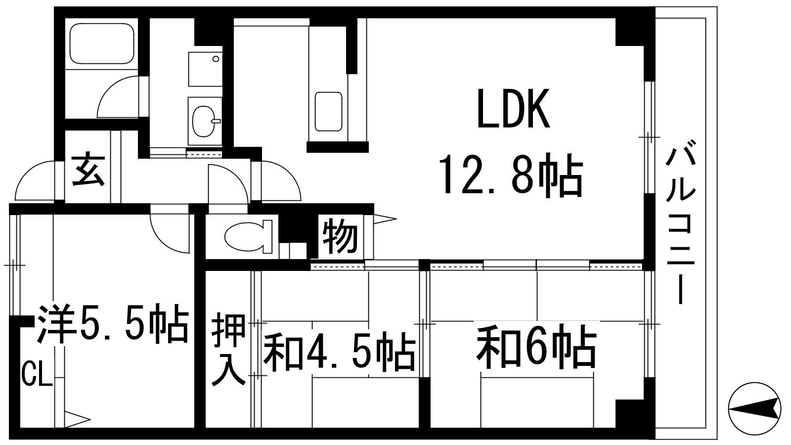 ソアール門戸荘(3LDK/5階)の間取り写真