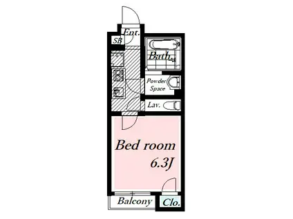 サナサルーテ・ホリテ(1K/2階)の間取り写真