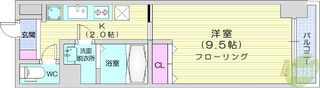 コートヒルズ(1K/8階)の間取り写真