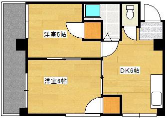 ヤマトビル(2DK/5階)の間取り写真