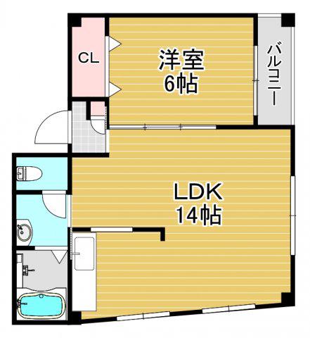カーサウエダ(1LDK/3階)の間取り写真