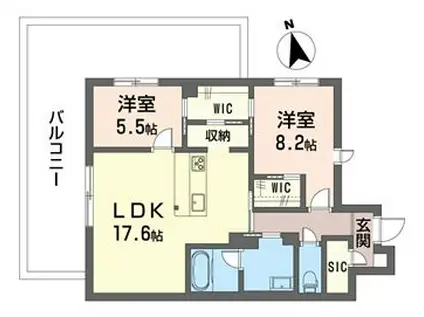 フォレ フルーリー(2LDK/3階)の間取り写真
