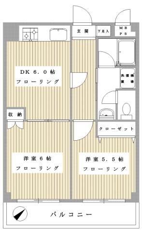ア・ボートルサンテ東館(2DK/3階)の間取り写真
