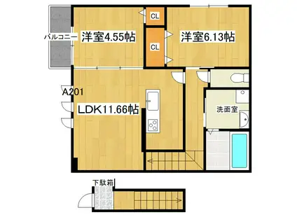 フラン瀬田(2LDK/2階)の間取り写真