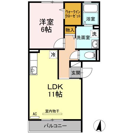 ほっと ハピネス(1LDK/3階)の間取り写真