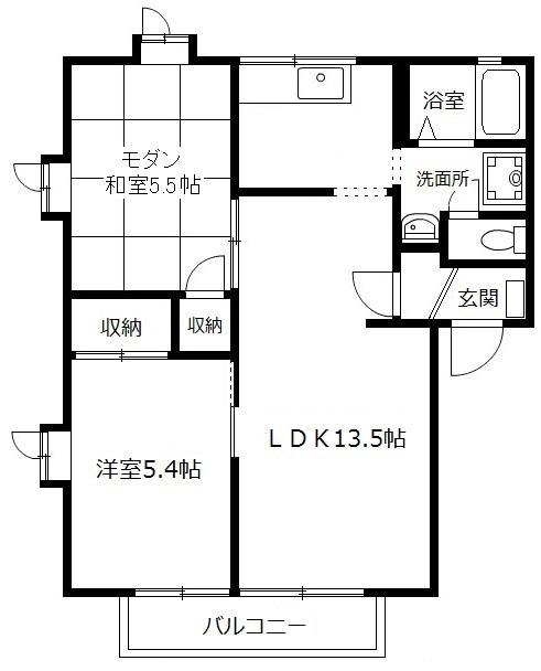 サウスボナール(2LDK/2階)の間取り写真