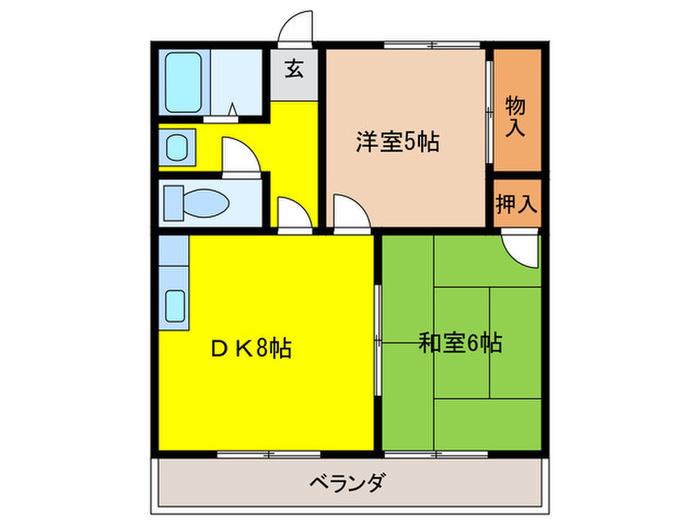 ニッコウハウス(2DK/1階)の間取り写真