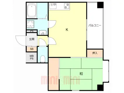 ソロモンテ(1K/5階)の間取り写真