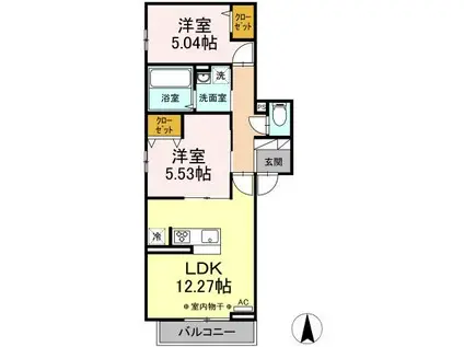 アンソレイエ(2LDK/3階)の間取り写真