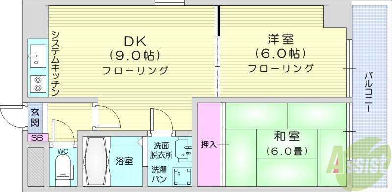 サンクレストぎんなん(2DK/3階)の間取り写真