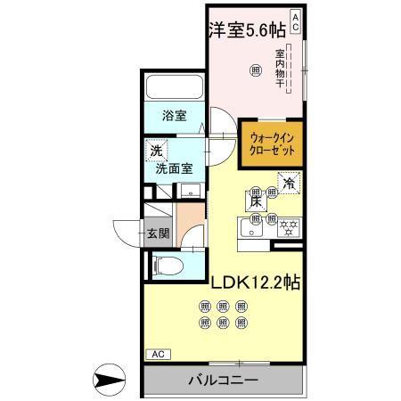 クランツ朝生田(1LDK/1階)の間取り写真