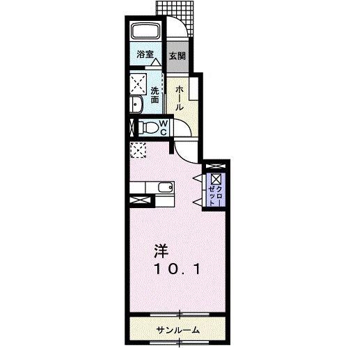 コンドミニアム さくらB(ワンルーム/1階)の間取り写真