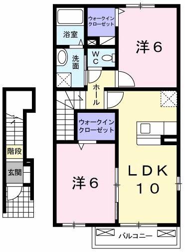 サンスクエアA(2LDK/2階)の間取り写真