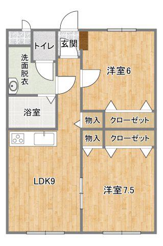 ベルメゾン蔦(2LDK/2階)の間取り写真