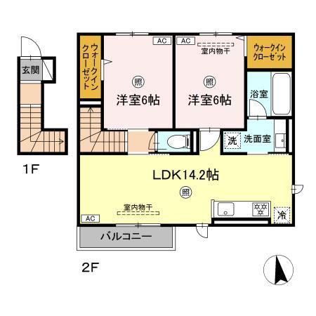 サンコーポラス御所(2LDK/2階)の間取り写真