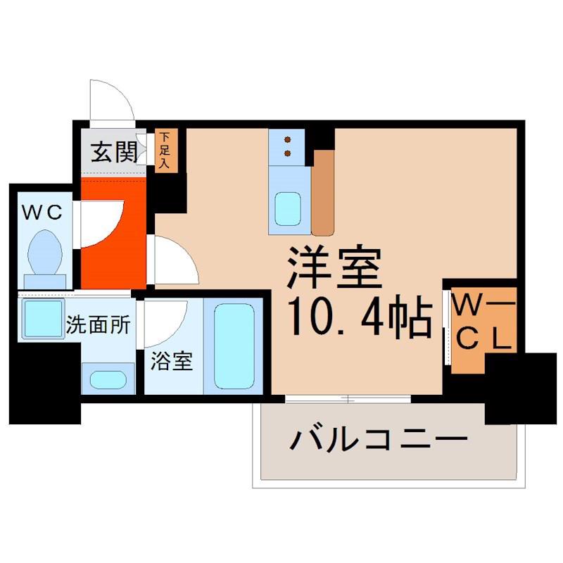 ハーモニーレジデンス名古屋 イースト(ワンルーム/8階)の間取り写真