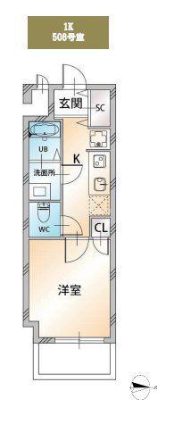 KDXレジデンス天王町(1K/5階)の間取り写真