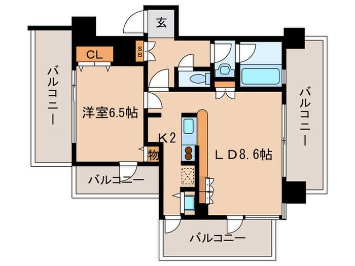 インザガーデン(1LDK/12階)の間取り写真