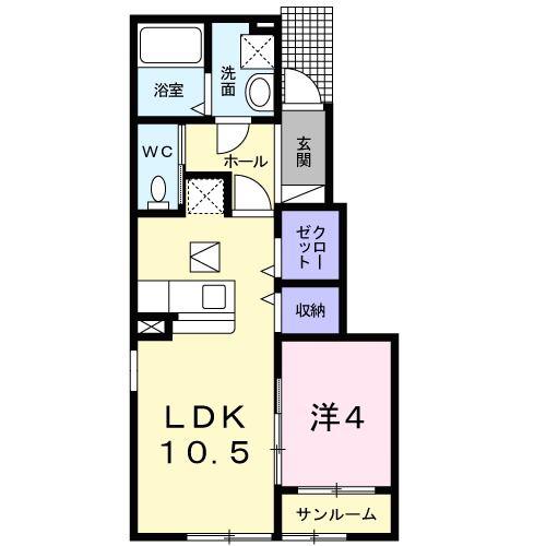 プランドール松美(1LDK/1階)の間取り写真
