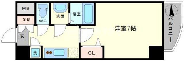 レジュールアッシュ難波MINAMI II(1K/8階)の間取り写真
