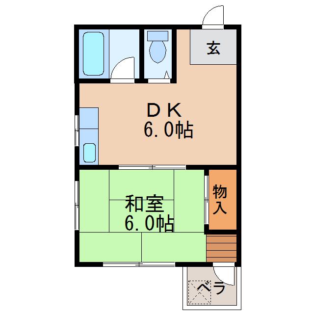 西三宝ビル(1DK/5階)の間取り写真