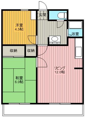コーポオキノA棟(2LDK/1階)の間取り写真