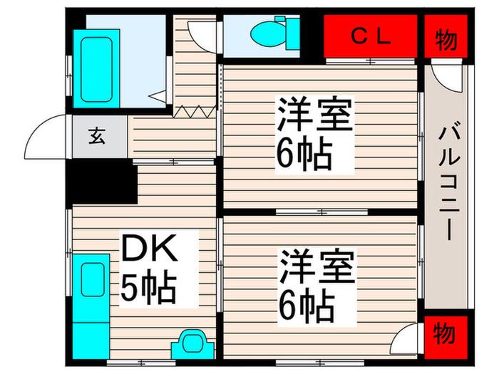 コーポアサカ江北(2DK/1階)の間取り写真