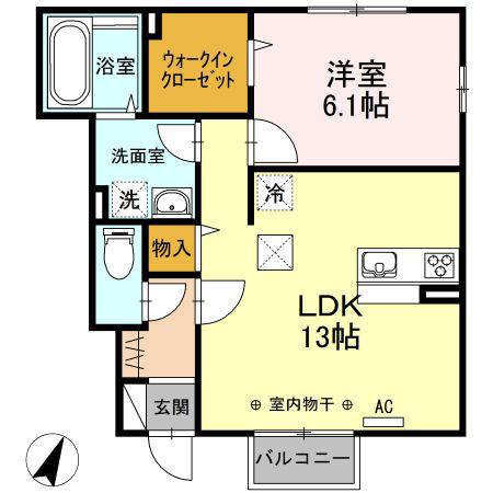ファイン・クレストD(1LDK/1階)の間取り写真