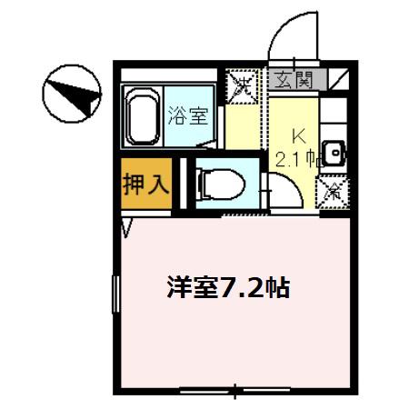 れんげハイツ(1K/1階)の間取り写真