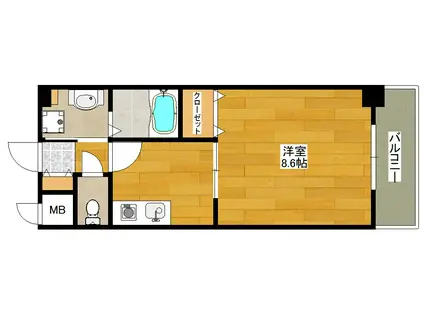 ロビンス箕面(1K/4階)の間取り写真