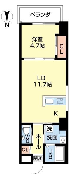 CASA EBANISTA(1LDK/7階)の間取り写真