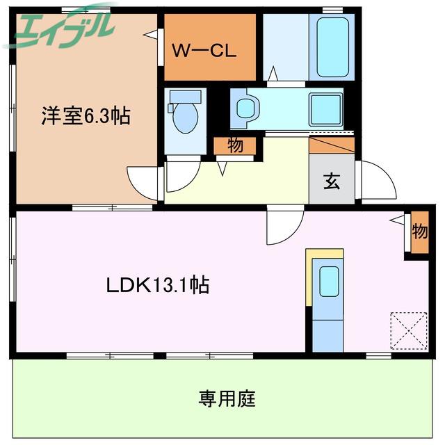 エスペランサときわ(1LDK/1階)の間取り写真
