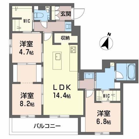 プレミアス大濠西(3LDK/2階)の間取り写真