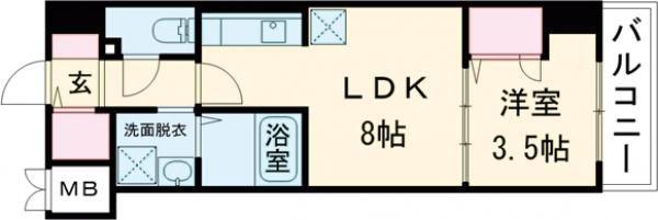 S-RESIDENCE広島駅DILETTO(1LDK/8階)の間取り写真