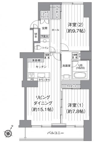 ティーズ ガーデン北柏 1号棟(2LDK/2階)の間取り写真