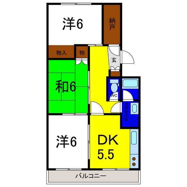 イルソーレ北島(3DK/4階)の間取り写真