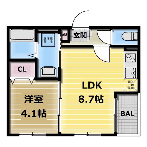 ハーモニーテラス小路東VII(1LDK/1階)の間取り写真