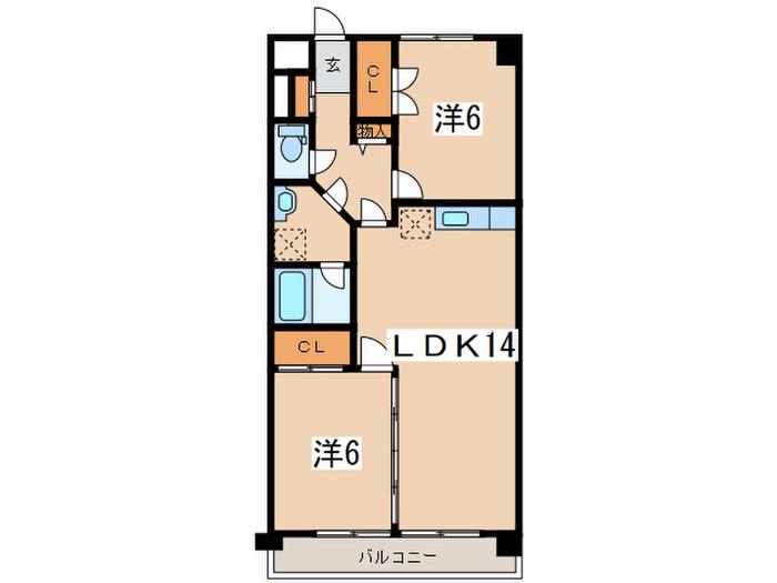 ビスタリカ(2LDK/4階)の間取り写真