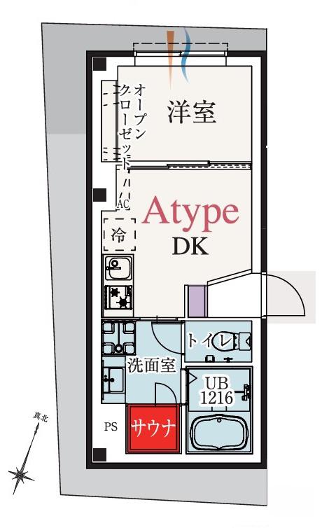 BCASA東伏見(1DK/1階)の間取り写真