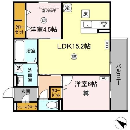 D-ROOM羽屋(2LDK/1階)の間取り写真