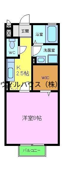 ボナールハイム(1K/2階)の間取り写真