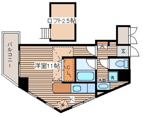 金屋町グランデ(ワンルーム/3階)の間取り写真