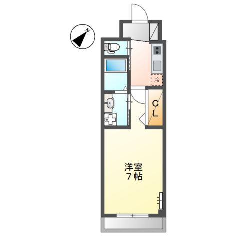 LA LONG 海老名(1K/3階)の間取り写真