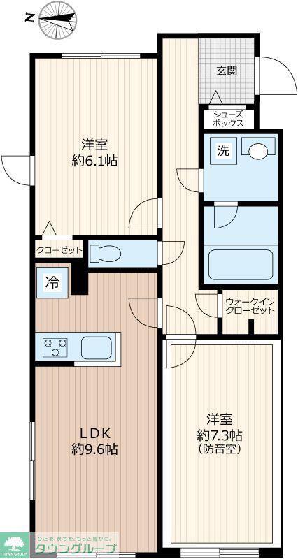 LIBERTE沼袋(2LDK/1階)の間取り写真