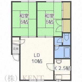 原マンション(2LDK/2階)の間取り写真