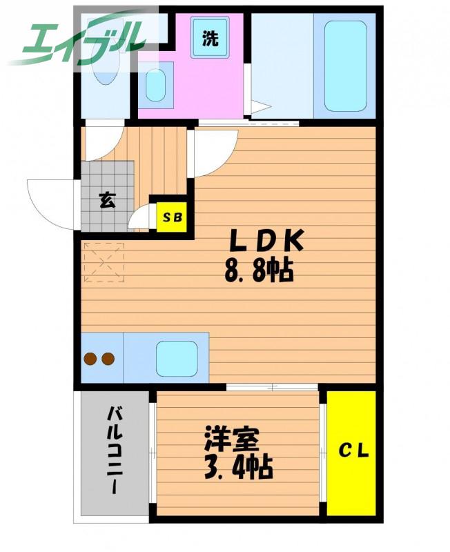 REGALEST MILLE MERCI(1LDK/2階)の間取り写真